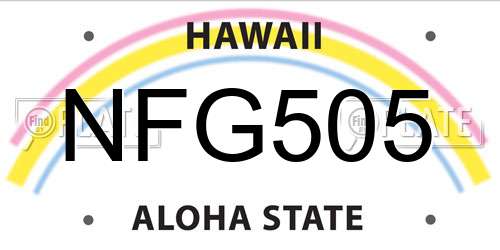 NFG505 Hawaii License Plate