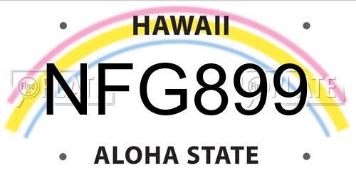 NFG899 Hawaii License Plate