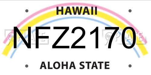 NFZ2170 Hawaii License Plate