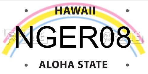 NGER08 Hawaii License Plate