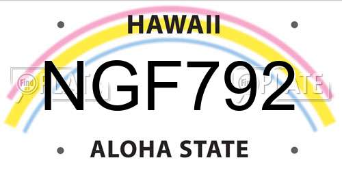 NGF792 Hawaii License Plate