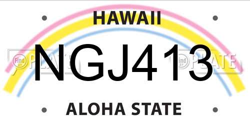 NGJ413 Hawaii License Plate