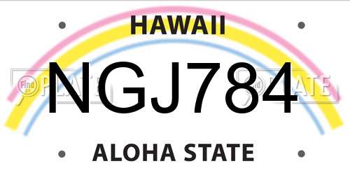 NGJ784 Hawaii License Plate