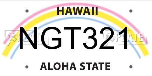 NGT321 Hawaii License Plate