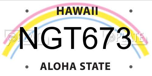NGT673 Hawaii License Plate