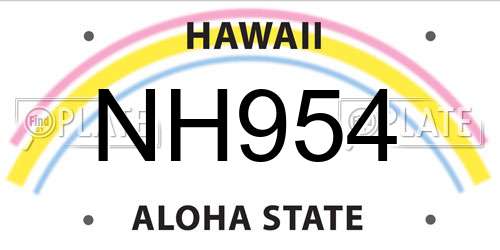 NH954 Hawaii License Plate