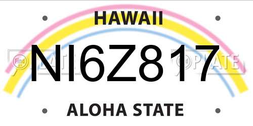 NI6Z817 Hawaii License Plate