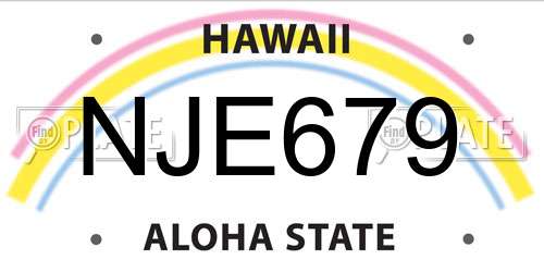 NJE679 Hawaii License Plate