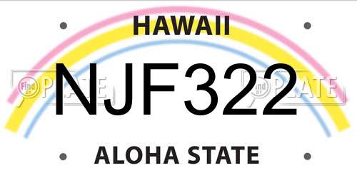 NJF322 Hawaii License Plate