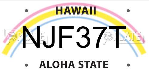 NJF37T Hawaii License Plate