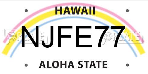 NJFE77 Hawaii License Plate