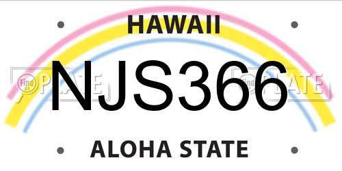 NJS366 Hawaii License Plate