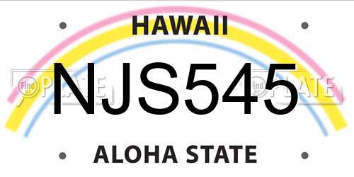 NJS545 Hawaii License Plate