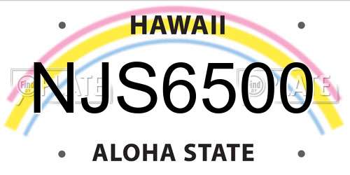 NJS6500 Hawaii License Plate