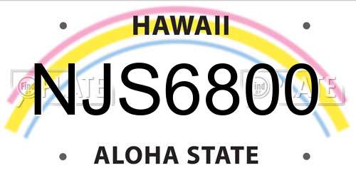 NJS6800 Hawaii License Plate