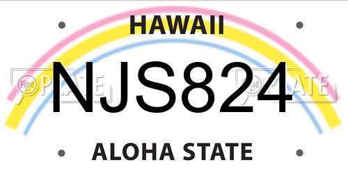 NJS824 Hawaii License Plate