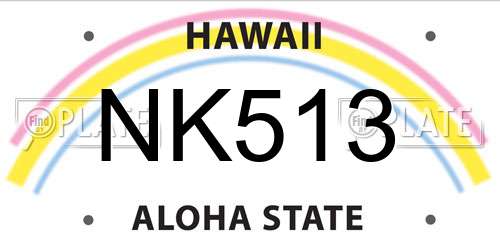 NK513 Hawaii License Plate