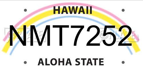 NMT7252 Hawaii License Plate