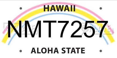 NMT7257 Hawaii License Plate