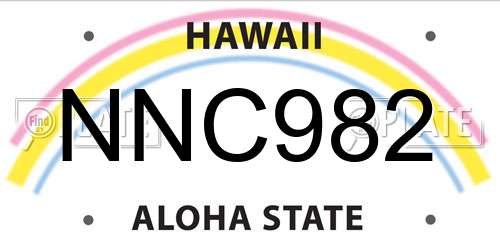 NNC982 Hawaii License Plate