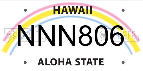 NNN806 Hawaii License Plate