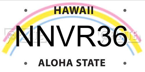 NNVR36 Hawaii License Plate
