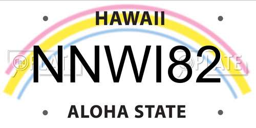 NNWI82 Hawaii License Plate