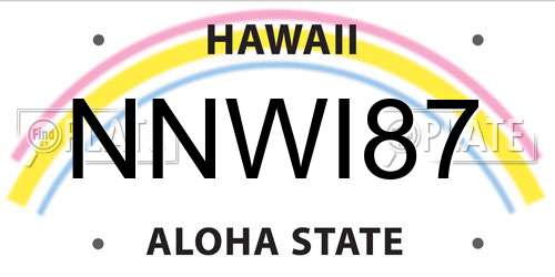 NNWI87 Hawaii License Plate