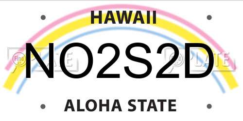 NO2S2D Hawaii License Plate