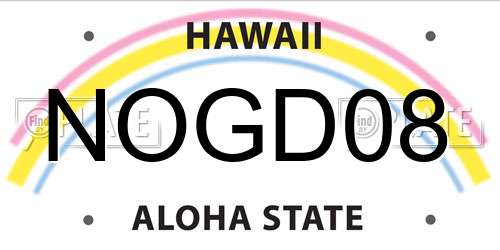 NOGD08 Hawaii License Plate
