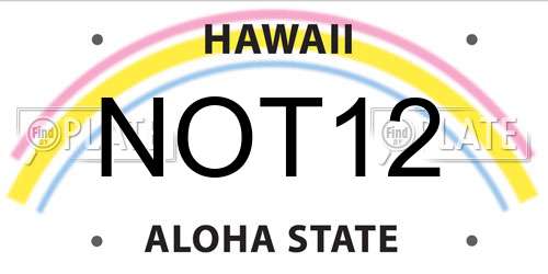 NOT12 Hawaii License Plate