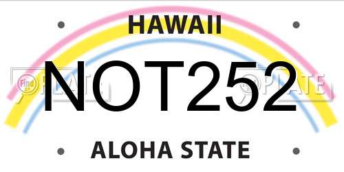 NOT252 Hawaii License Plate