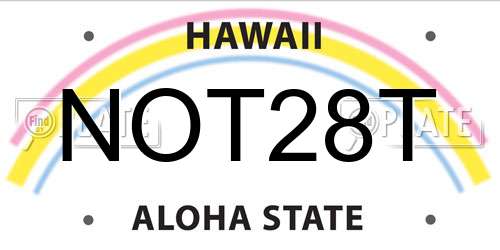 NOT28T Hawaii License Plate