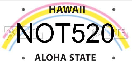 NOT520 Hawaii License Plate