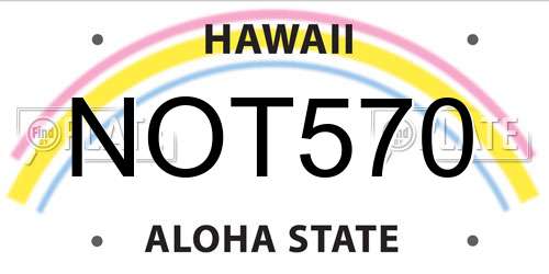 NOT570 Hawaii License Plate