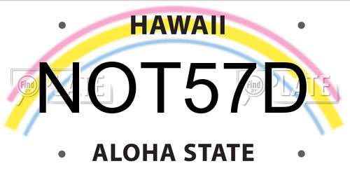 NOT57D Hawaii License Plate