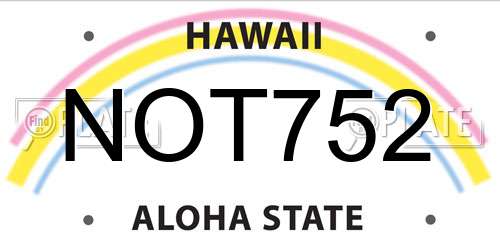 NOT752 Hawaii License Plate