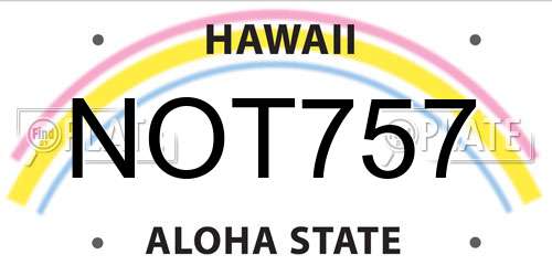 NOT757 Hawaii License Plate