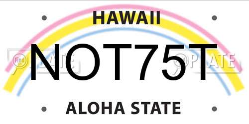NOT75T Hawaii License Plate