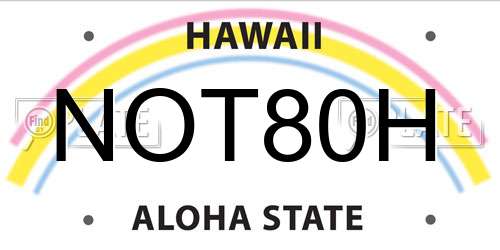 NOT80H Hawaii License Plate