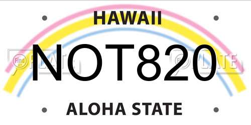 NOT820 Hawaii License Plate