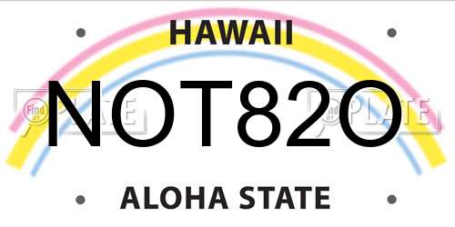 NOT82O Hawaii License Plate