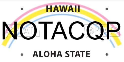 NOTACQP Hawaii License Plate