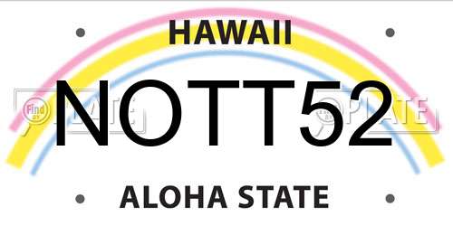 NOTT52 Hawaii License Plate