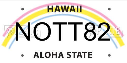 NOTT82 Hawaii License Plate
