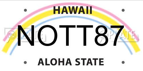 NOTT87 Hawaii License Plate