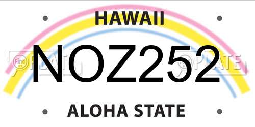 NOZ252 Hawaii License Plate