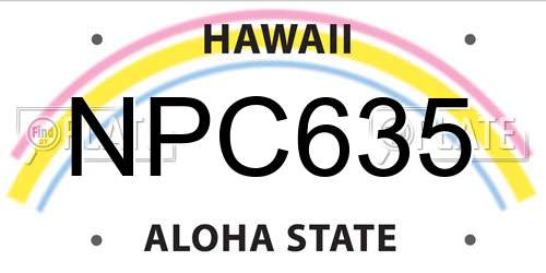NPC635 Hawaii License Plate