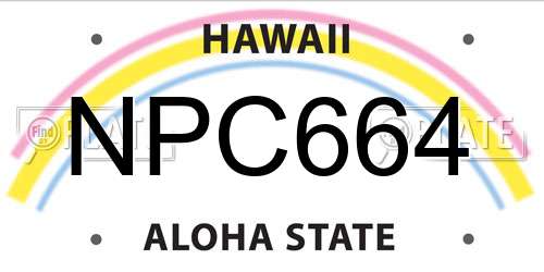 NPC664 Hawaii License Plate