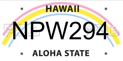 NPW294 Hawaii License Plate